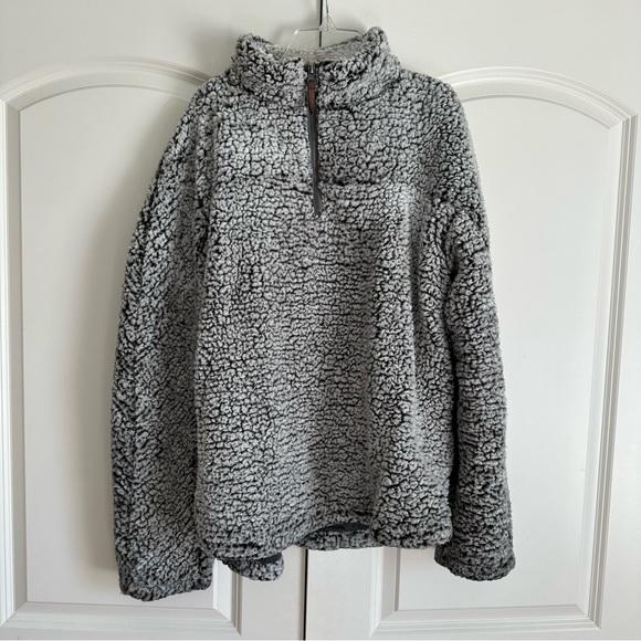 Thread & Supply Grey Sherpa Pullover with Zipper True Grit Style - Picture 2 of 16
